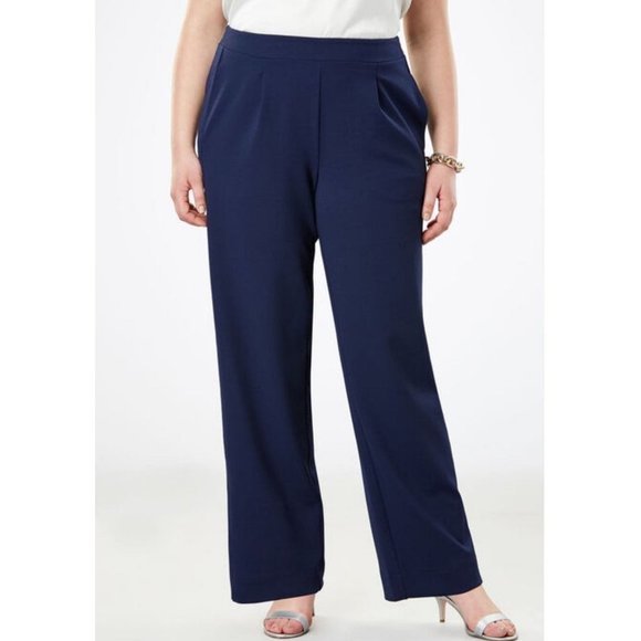 Roaman's Pants - ROAMAN’S Women's Navy Blue Pull On Boot Cut Pants Plus Size 12W NEW